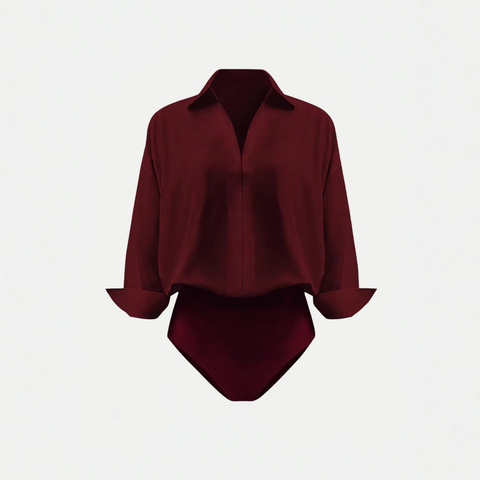  Bodysuit Sơ Mi Cổ Chữ V Phom Rủ 7900 