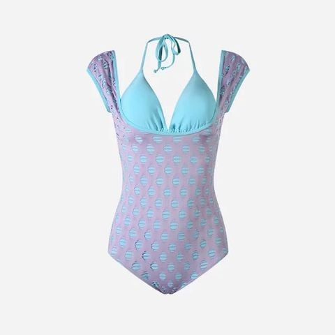  Swimsuit Cổ Yếm Phối Lớp Cắt Laser 7905 