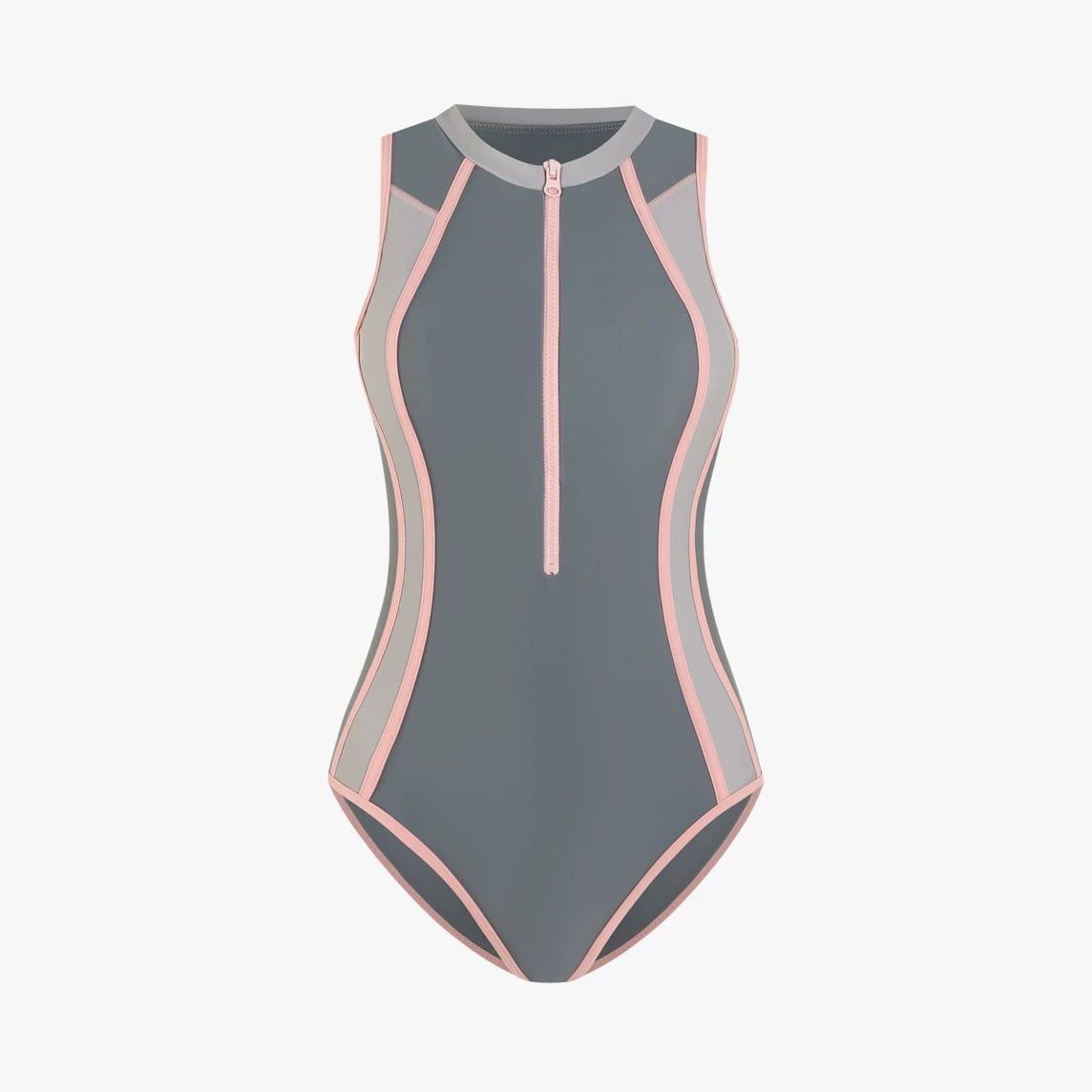 Swimsuit Sát Nách Phối Khóa Kéo Dọc Viền Hồng 7911