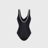Swimsuit Cổ V Viền Trắng Cúc Đôi 7915
