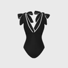 Swimsuit Thắt Nơ Vai Cổ V Viền Trắng 7916