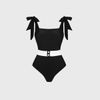 Swimsuit Hai Mặt Cổ Vuông Phối Đai eo 7918