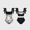 Swimsuit Hai Mặt Cổ Vuông Phối Đai eo 7918