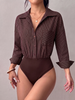 Bodysuit Sơ Mi Kẻ Sọc Phom Rộng 7924