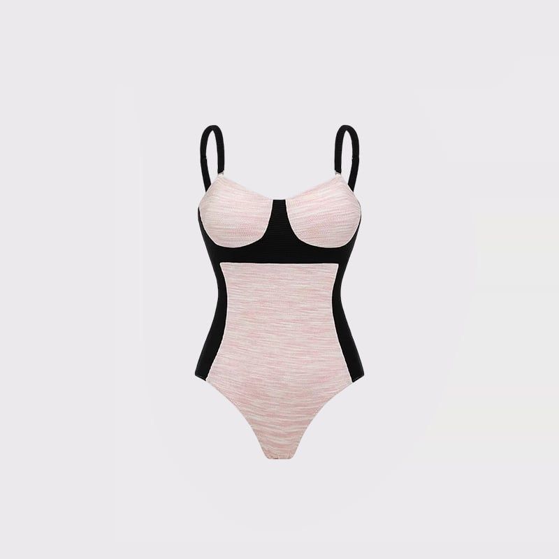 Set Swimsuit Tweed Hồng Phấn Kèm Áo Khoác Lửng Tay Lỡ 7928