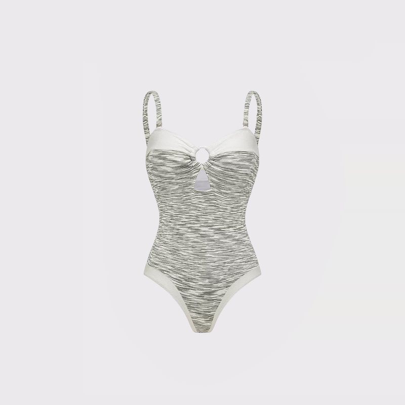 Set Swimsuit Tweed Xám Kèm Áo Khoác Lửng Tay Lỡ 7928