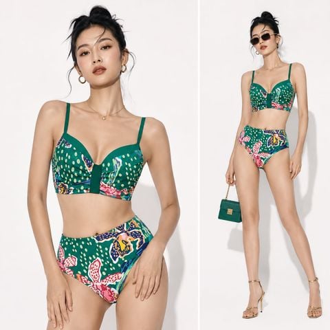  Swimsuit 2 Mảnh Cúp Ngực Họa Tiết Hoa 7938 