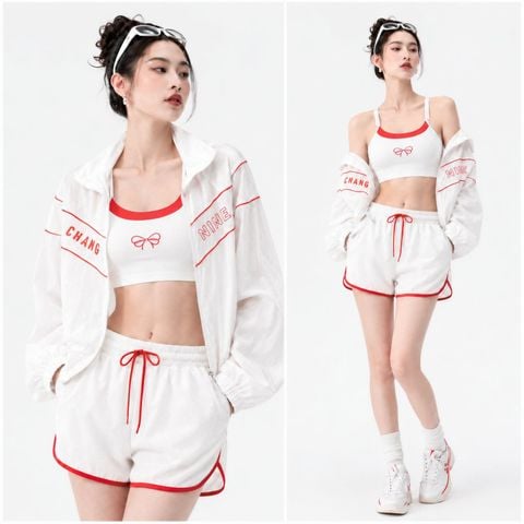  Bộ Set Thể Thao 3 Món Khoác Dù Bra Shorts 7943 