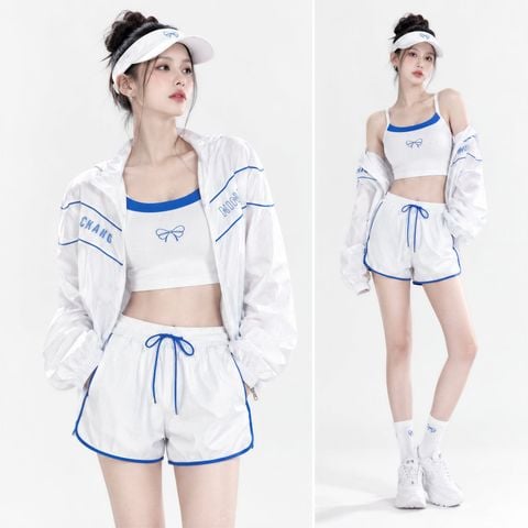  Bộ Set Thể Thao 3 Món Khoác Dù Bra Shorts 7943 