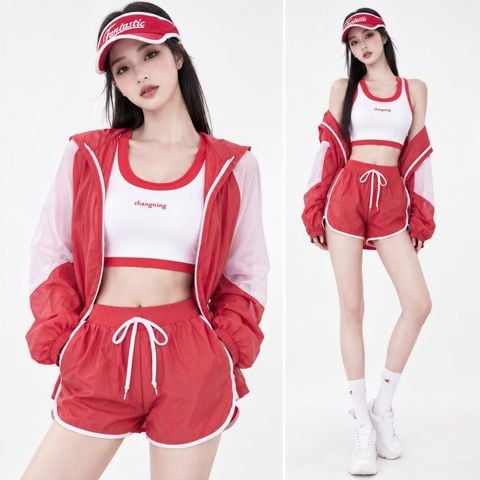  Bộ Set Thể Thao 3 Món Khoác Dù Bra Shorts 7944 