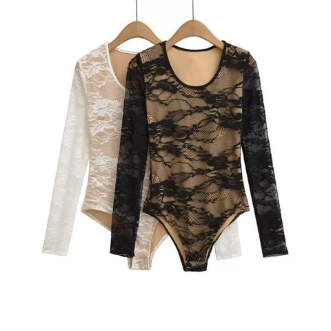  Bodysuit Ren Hoa Cổ Tròn Dài Tay 7945 