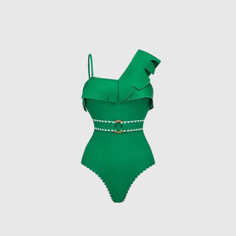  Swimsuit Bèo Nhún Lệch Vai Kèm Thắt Lưng 7949 