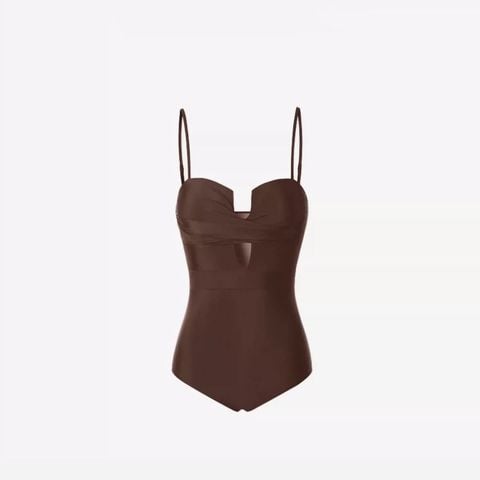  Swimsuit 2 Dây Mảnh Xoắn Ngực Cut Out 7953 