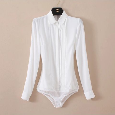  Bodysuit Sơ Mi Tay Dài Cổ Đức Chi Tiết Xếp Ly 7959 