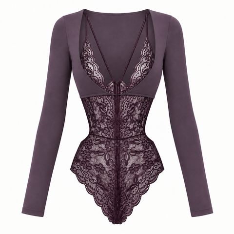  Bodysuit Ren Cut-Out Phối Áo Tay Dài 7971 