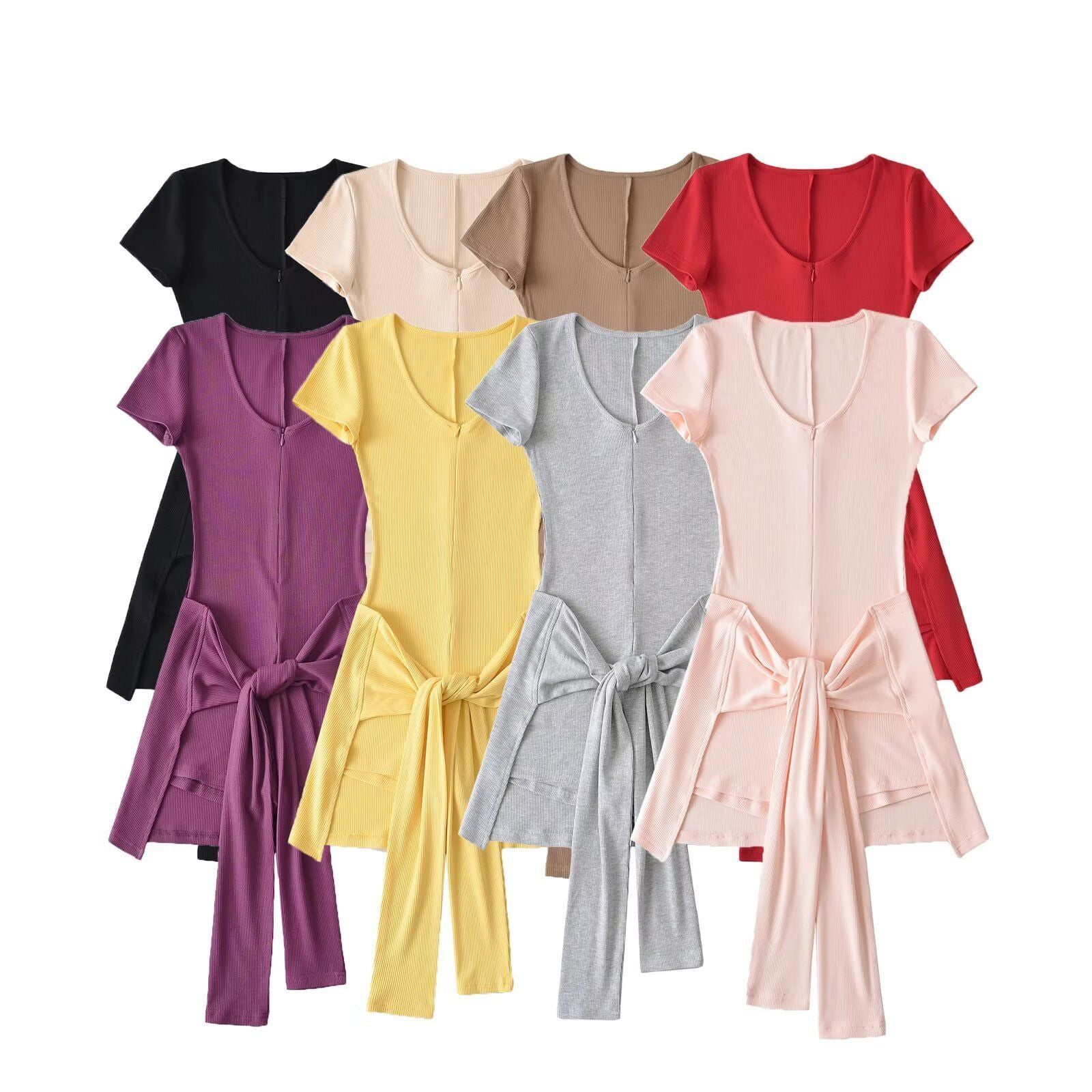 Jumpsuit Đùi & Khăn Cột 7689