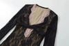Bodysuit Ren Tay Loe Phối Viền Cổ V 7846