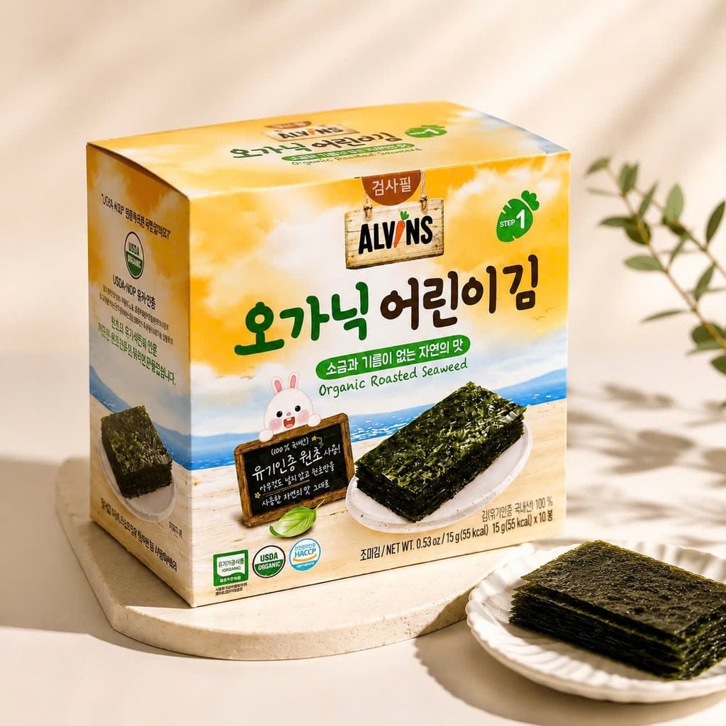 Rong Biển Hữu Cơ Alvin Hàn Quốc 15gr Step 1