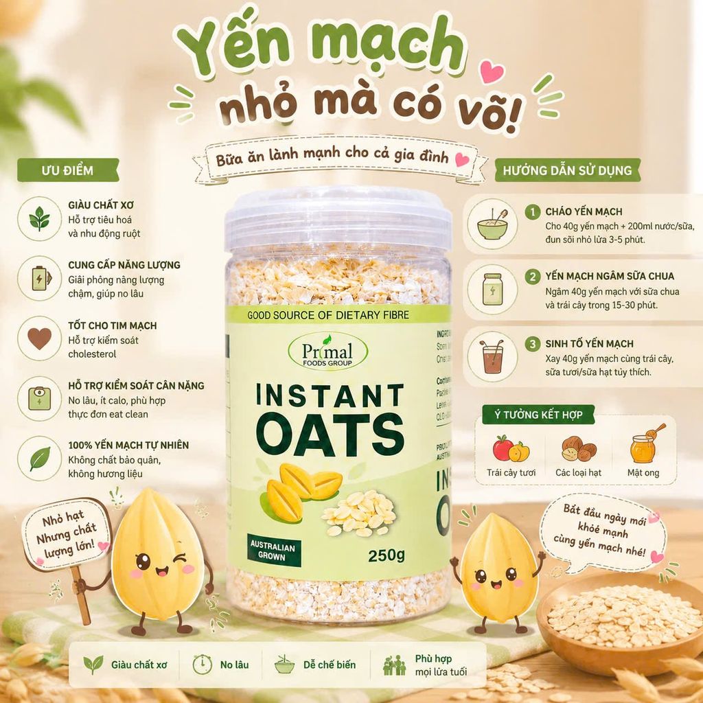 Yến Mạch Oats Primal Instant Oats 250g