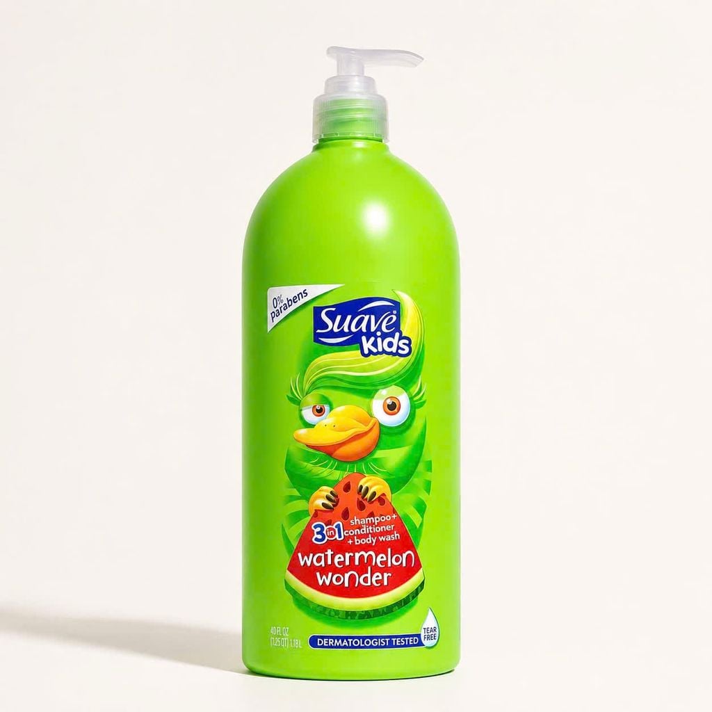 Sữa Tắm Gội Dưỡng Ẩm Suave Kids 3IN1Watermelon Wonder Mỹ 1.18 lít Hương Dưa Hấu Cho Bé Từ 1 Tuổi
