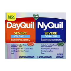 Viên Uống Giảm Ho & Cảm Cúm Mỹ Vicks 32 DayQuil & 14 NyQuil Severe Cold & Flu 48total