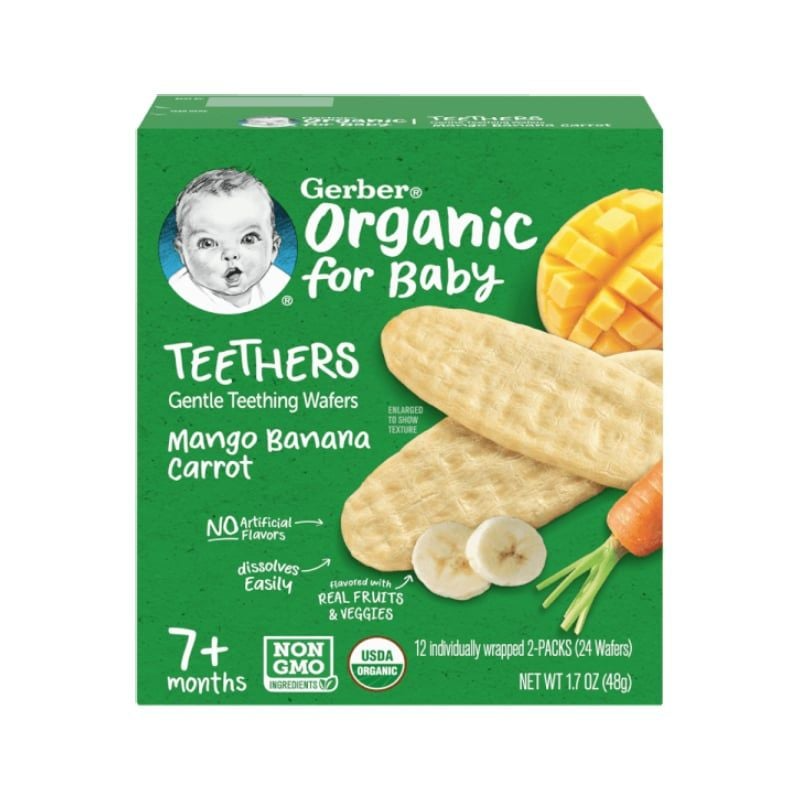 Bánh Gạo Organic Gerber Mỹ Cho Bé 7+ Vị xoài, Chuối, Cà Rốt