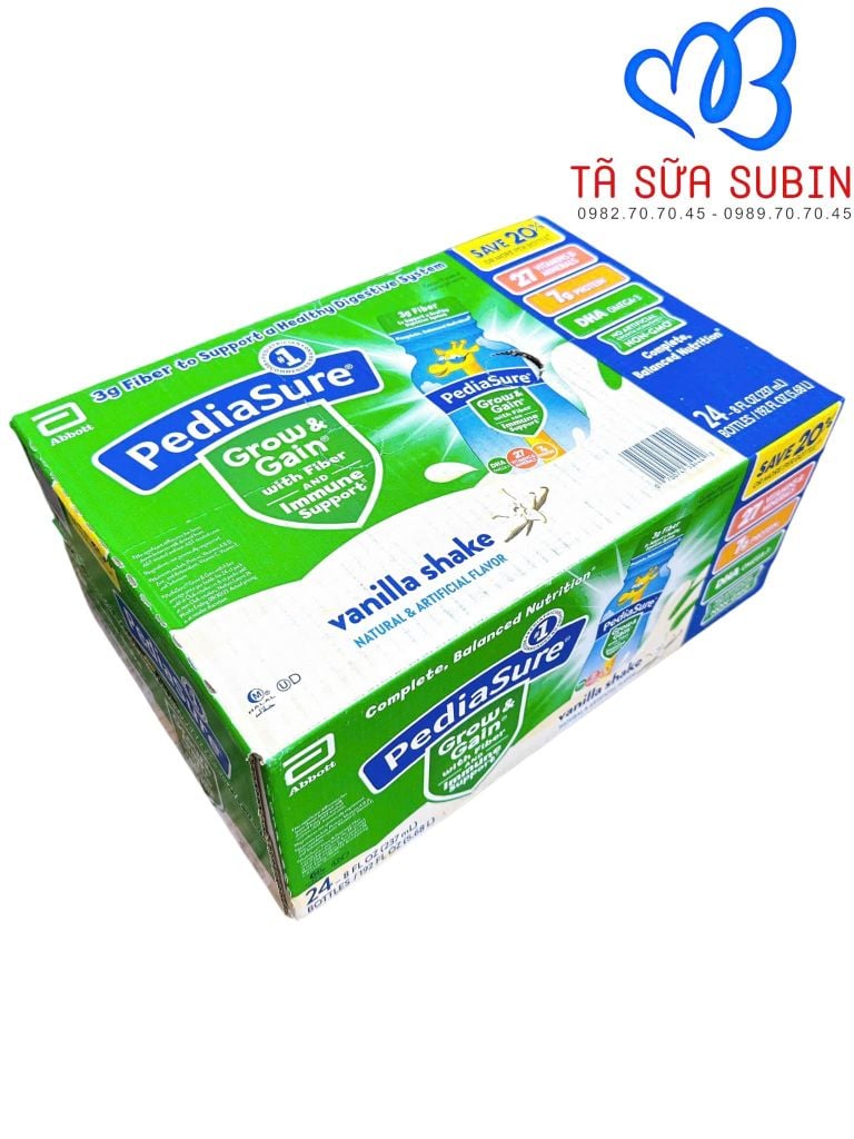 Thùng 24 chai sữa Pediasure Grow and Gain with Fiber Mỹ 220ml Dạng nước