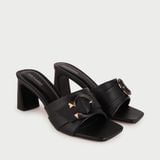  Dép Cao Gót Trụ Da Trơn Quai Ngang Phối Khóa MC.105 