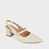  Giày Sandal Cao Gót Nữ Bít Mũi Hở Gót Phối Khóa Da 5cm MC-814 