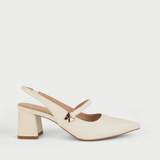  Giày Sandal Cao Gót Nữ Bít Mũi Hở Gót Phối Khóa Da 5cm MC-814 