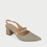  Giày Sandal Cao Gót Nữ Bít Mũi Hở Gót Phối Khóa Da 5cm MC-814 