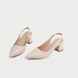  Giày Sandal Cao Gót Nữ Dáng Slingback Mũi Nhọn Đế Vuông 5cm MC-910 