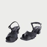  Dép Cao Gót Trụ Da Trơn Quai Ngang Phối Khóa MC.219 