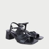  Dép Cao Gót Trụ Da Trơn Quai Ngang Phối Khóa MC.219 