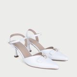 Giày Cao Gót Nữ Slingback Mũi Nhọn Phối Khóa Sang Trọng NP-018 