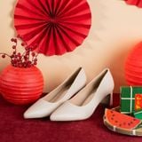  Giày Cao Gót Nữ Da Trơn Mũi Nhọn Cao Cấp PA-02 Đen 
