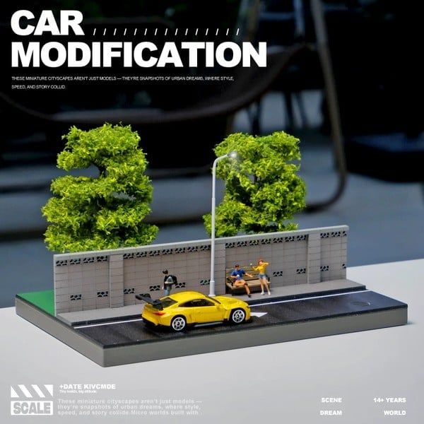  Diorama 1:64 Cảnh tường ven đường và cây xanh SCJ82032 