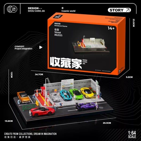  Diorama 1:64 Bãi đậu xe Nhật Bản SCJ82035 