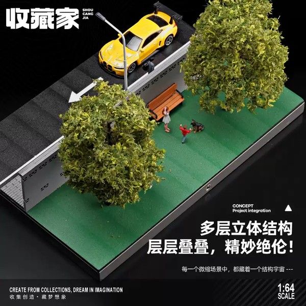  Diorama 1:64 Cảnh tường ven đường và cây xanh SCJ82032 
