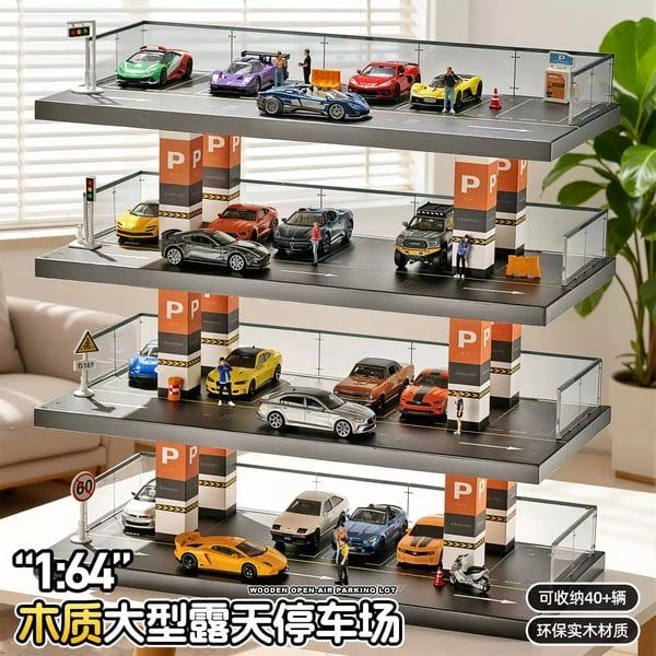  Diorama 1:64 Bãi đỗ xe lộ thiên 4 tầng cỡ lớn SCJ143 
