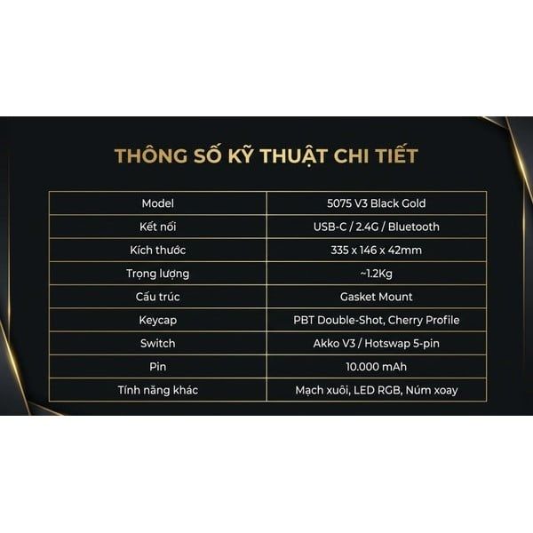  Bàn phím cơ AKKO 5075 V3 Black Gold 