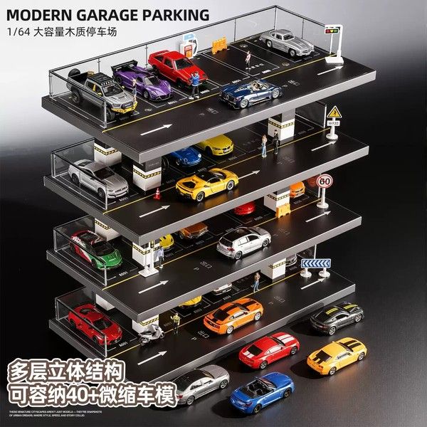  Diorama 1:64 Bãi đỗ xe lộ thiên 4 tầng cỡ lớn SCJ143 