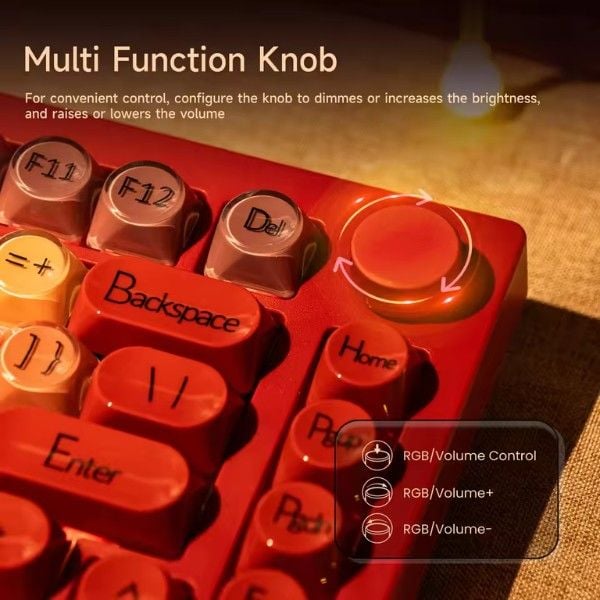  Bàn phím cơ Veekos K75 Wine Red Frost Pink Switch 