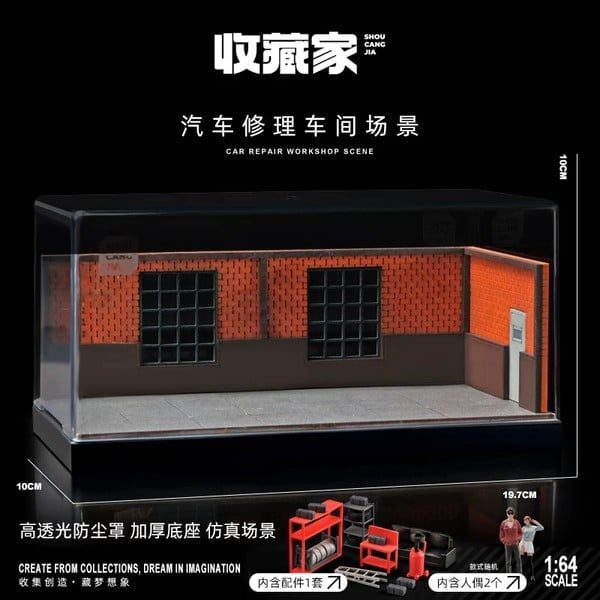 nShop bán Diorama 1:64 Xưởng sửa chữa xe tường gạch đỏ SCJ82002-A chính hãng Shou Cang Jia giá tốt