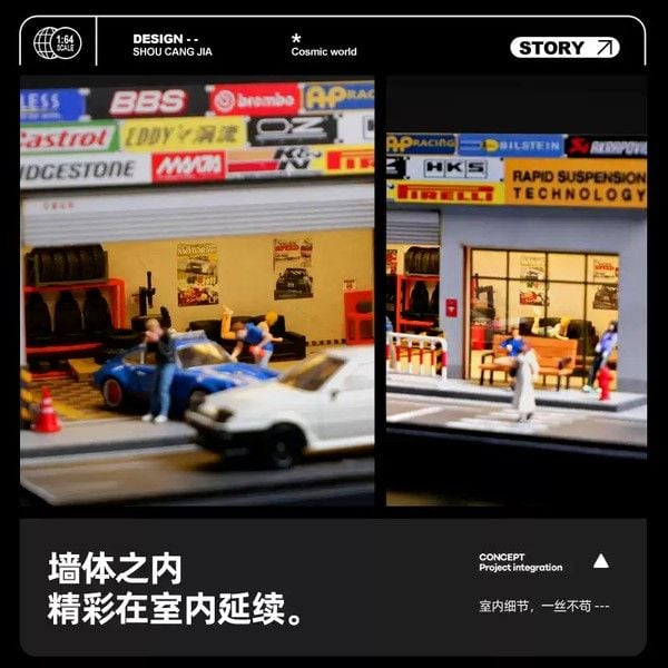  Diorama 1:64 Xưởng sửa xe hiện đại SCJ82025-A 
