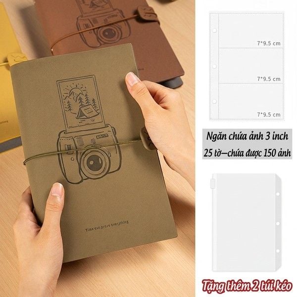 Album Ảnh Instax Mini 3 Ngăn lưu trữ bảo quản ảnh chụp 3 hình mỗi trang