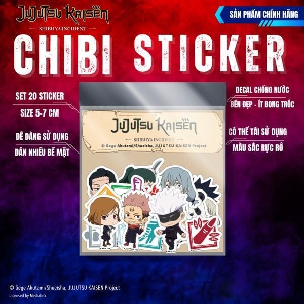 Bộ 20 Sticker Chibi Jujutsu Kaisen Chú Thuật Hồi Chiến chính hãng