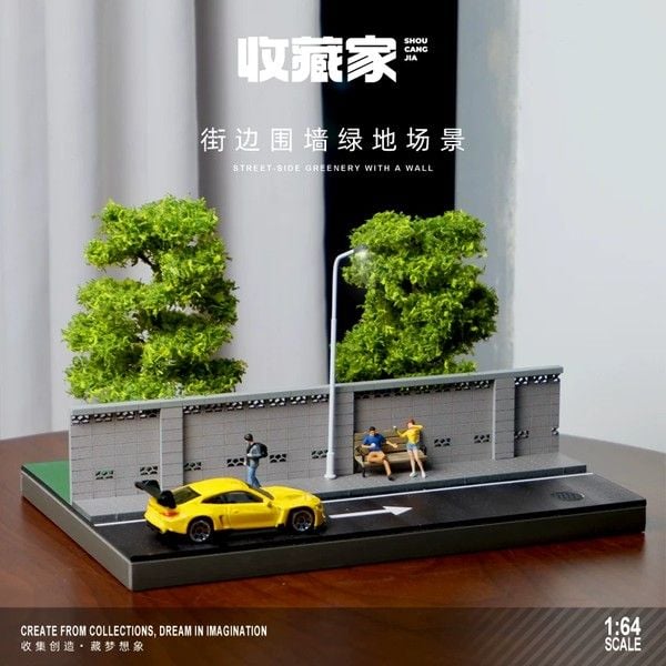  Diorama 1:64 Cảnh tường ven đường và cây xanh SCJ82032 