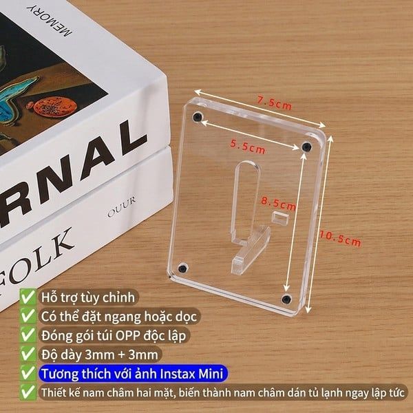 Khung Ảnh Nam Châm Để Bàn Instax Mini chất liệu acrylic mica trong suốt