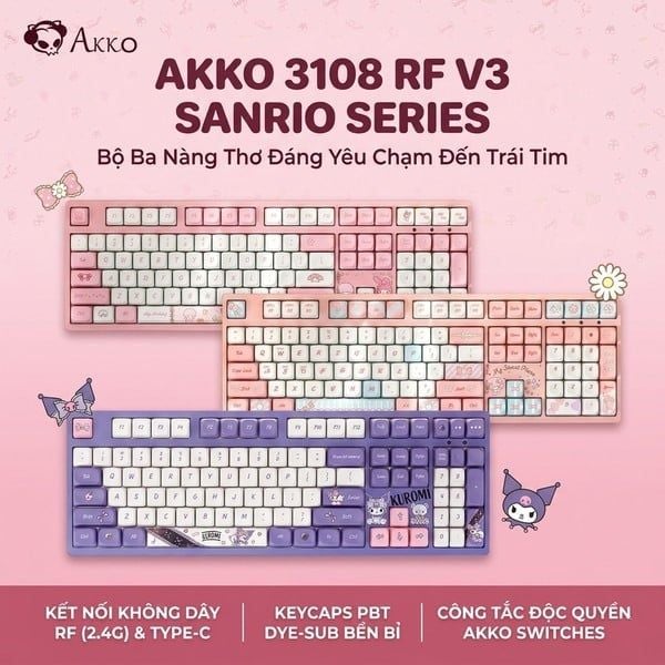 nShop bán Bàn phím cơ không dây AKKO 3108 RF V3 Sanrio giao nhanh trong ngày giá tốt